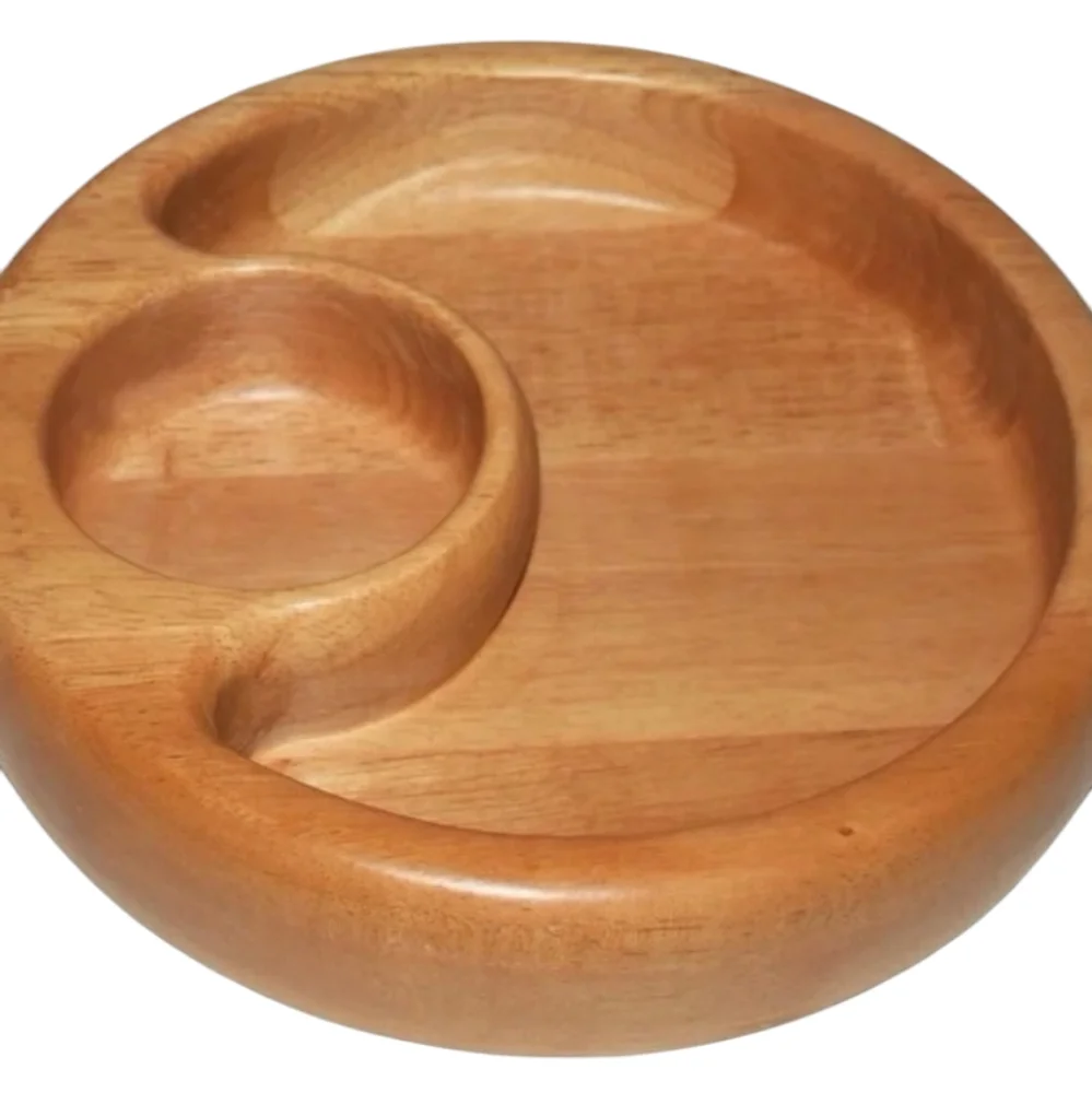 Crate&Barrel Vintage Chip & Dip Wood Server